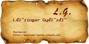 Lézinger Győző névjegykártya